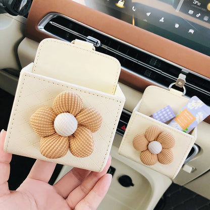 Cute Cartoon Car Outlet Air Vent Trash Box for Auto Mobile Phone Holder Pouch Organizer Auto Styling Flower Hanging Storage Bag