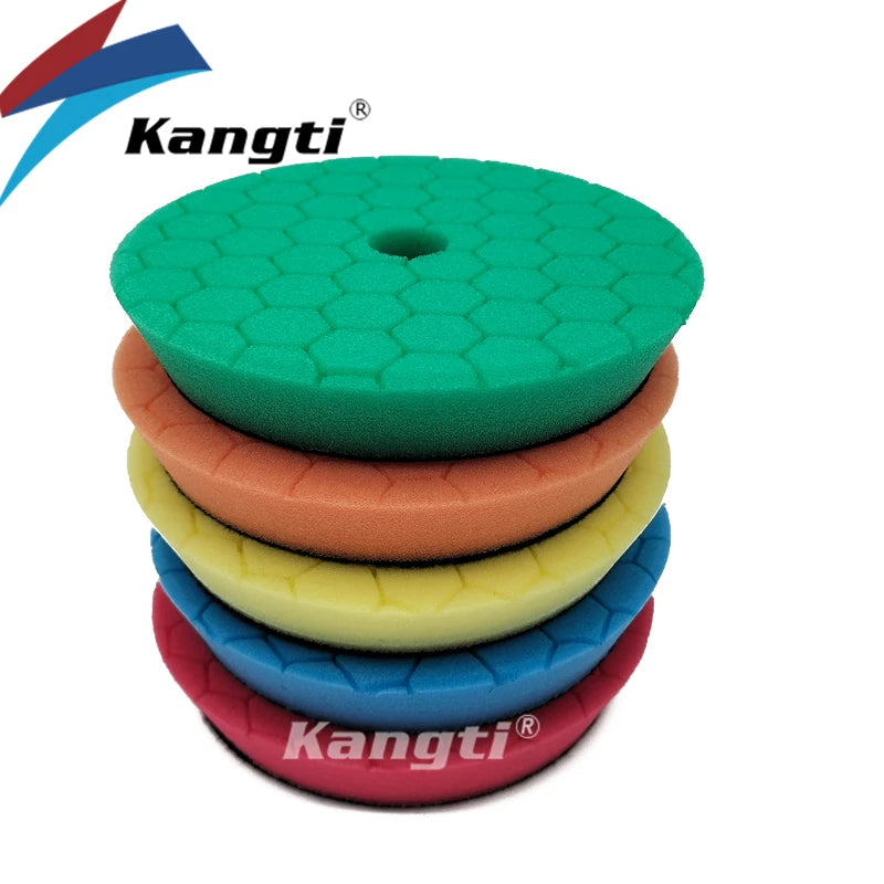Kangti 5/6 inch Car Polishing Pad Kit Set Self-Adhesive Buffing Waxing Sponge Wool Wheel Polishing Pad For Car Polisher Drill