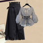2026 Korean Style Long Sleeve T-shirt Tops High Waist Skirt Two-piece Elegant Women's Skirt Suit Casual Outfits