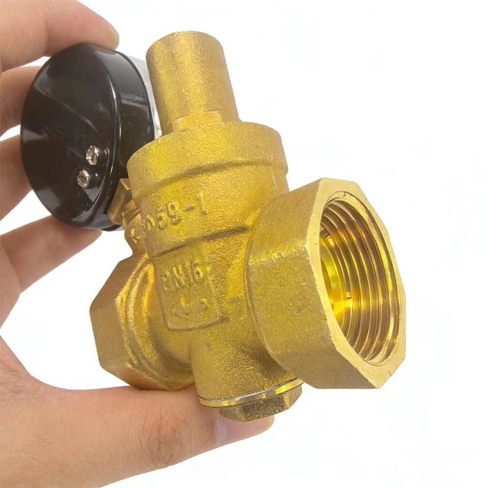 1/2" 3/4" 16bar Brass Water Pressure Regulator Reducer DN15 DN20 With Gauge Meter for Hydraulic Instability/Purifier