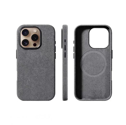 Real for Alcantara with Magsafe Case for iPhone 16 17 Pro Max 15 14 Luxury Magnetic Supercar Interior Leather Magnet Phone Cape