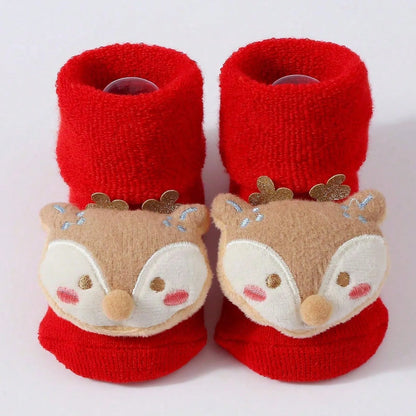 Cute Santa Claus Doll Knitted Baby Socks Newborn Toddler Soft Snowman Deer Warm Floor Socks Girls Infant Boys Mid Socks New