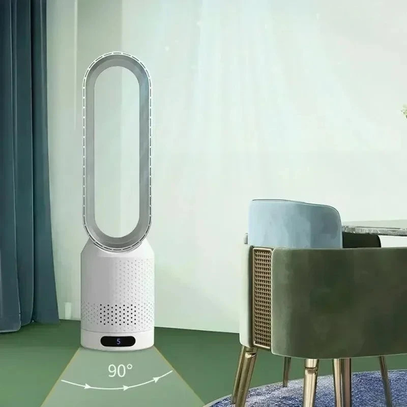 Smart Bladeless Fan with Remote Control 8 Wind Speeds Intelligent Timing 90° Oscillation Quiet Air Cooler for Home Bedroom