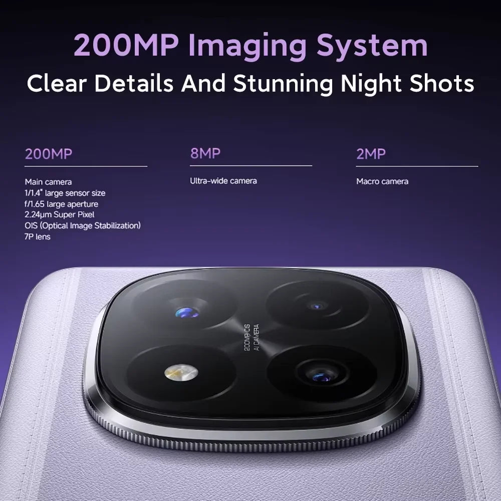 Global Version Xiaomi Redmi Note 14 Pro Plus 5G Snapdragon® 7s Gen 3 NFC 6.67” AMOLED 120Hz 5110mAh 120W Fast Charging 200MP