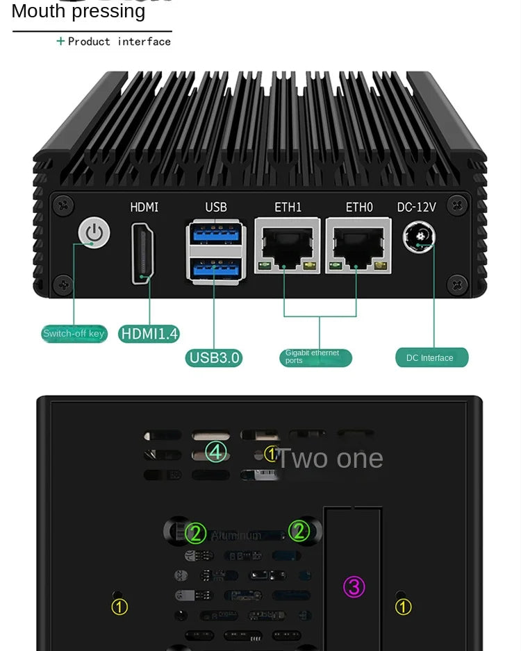 6W Low Power Intel N3050/N3160 Quad Core Quad Thread X86 Soft Router 2*1000M Lan Port HD-MI Output Metal Case Mini PC