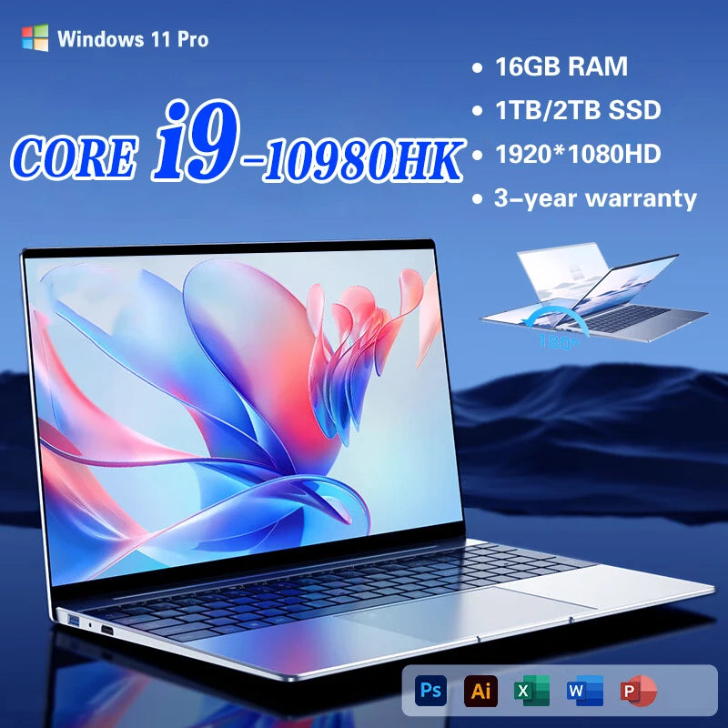 2026 New 14.1' Ultra Slim Laptop 16GB RAM 1/2TB SSD Windows 11 Pro Core I9-10980HK Notebook HD Games Office Study Computer