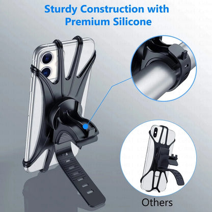 Universal Phone Silicone Holder Bicycle Motorcycle Mobile Buckle Pull Non-slip Adjustable Bike Handle GPS Mount barracket Stand