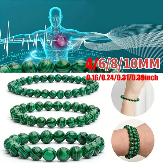 Natural Green Malachite Stone Bracelet 6/8/10mm Handmade Round Beads Bracelets Couple Energy Yoga Bracelet Men Women Jewelry Top