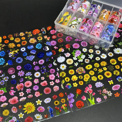 10 Patterns New Metal Nail Foils for Transfer Paper Stickers Floral Chameleon Nails Wraps DIY Water Marble Nail Art Decorations
