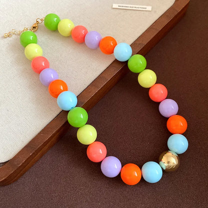 Multicolor Irregular Acrylic Beaded Bangles for Women Geometric Smudge String Bracelet Beach Vacation Style Couple Jewelry W