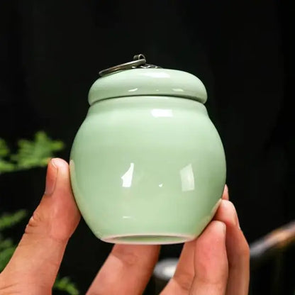 C18 Mini Ceramic Memorial Pet Urn Portable Airtight Container for Dog Cat Ashes Pet Hair Tiny Keepsake Storage Memorials Gifts