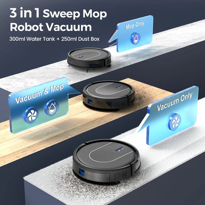 Vastorm E2 Robot Vacuum Cleaner 3-in-1 Floor Mop 5000Pa Powerful Suction with Auto-Charging Alexa/WiFi/App Control for Pet Hair Floors Cleaning