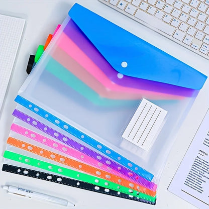 6PCS A4 Binder Pockets File Bags,11-Hole Expanding Binder,Transparent File Bag with Record Label,Suitable for Office,School,Home