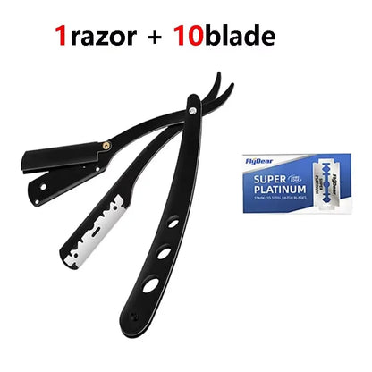 Men's Stainless Steel Razor Blade, Manual Razor Classic Wet Shaving, Black Razor Replaceable Blade