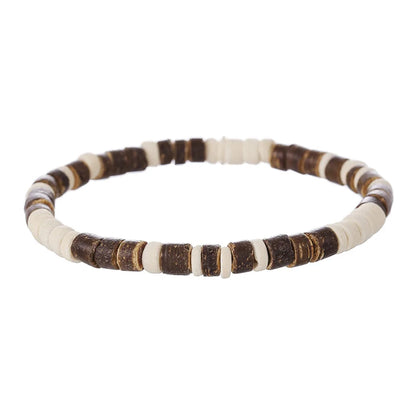 Coconut Wood Beaded Bracelet Eiastic Turquoise Stone Bead Bracelets for Men and Women Handmade Stacking Wooden Stretch Bracelets