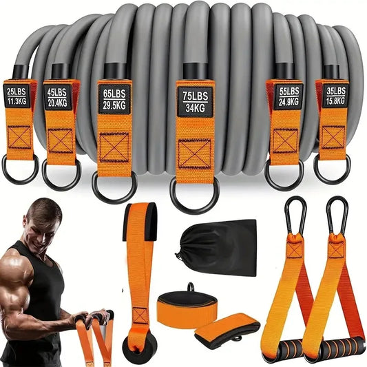 Resistance strap with handle used for muscle training, strength building body shaping, yoga, home fitness equipment - natural