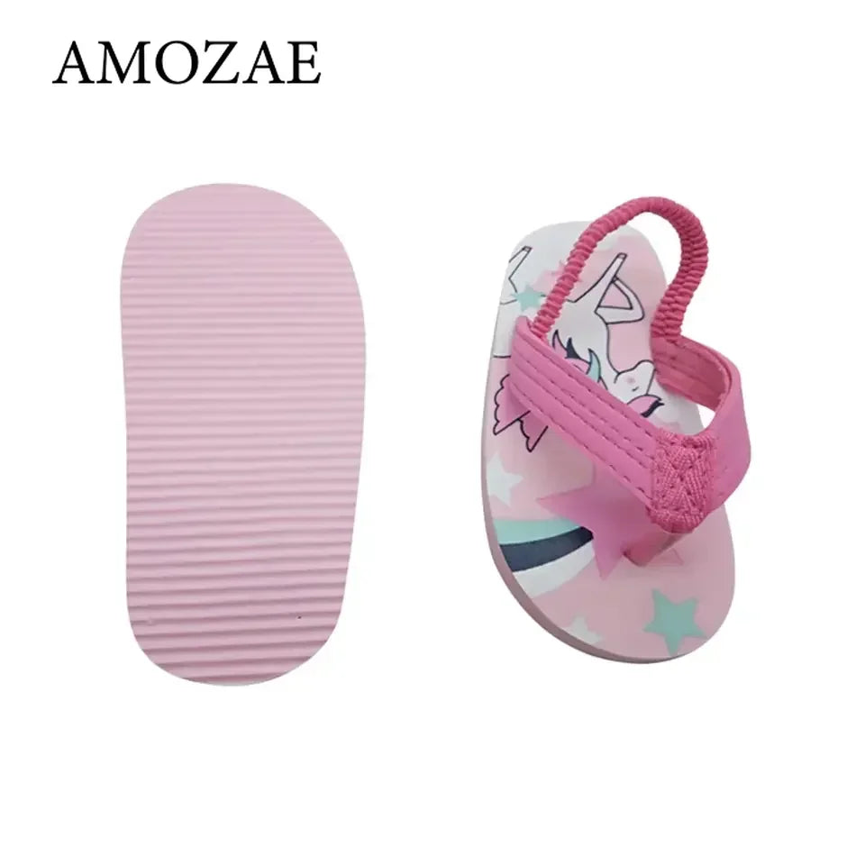 Children Flip Flops Shoes Cartoon Summer EVA Soft Sole Indoor Bathing Anti Fall Girls and Boys Sandals Beach and Pool Slippers