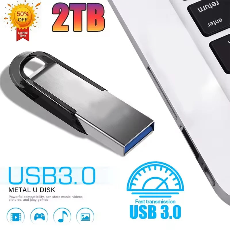 Lenovo 2TB USB 3.2 Metal Flash Drives Super High Speed Pendrive 1TB 512GB Pen Drives Portable USB Stick For Car Phone Computer