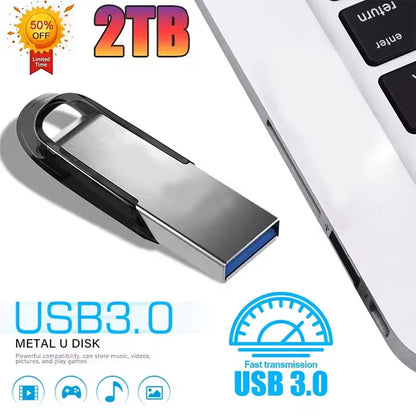 Lenovo 2TB USB 3.2 Metal Flash Drives Super High Speed Pendrive 1TB 512GB Pen Drives Portable USB Stick For Car Phone Computer