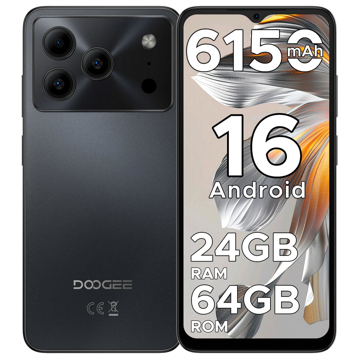 DOOGEE Note 56 VIP Edition Android 16 Smartphone 6150mAh Battery 24GB RAM (3+21) 64GB ROM 8.45mm Ultra Slim 90HZ mobilephones