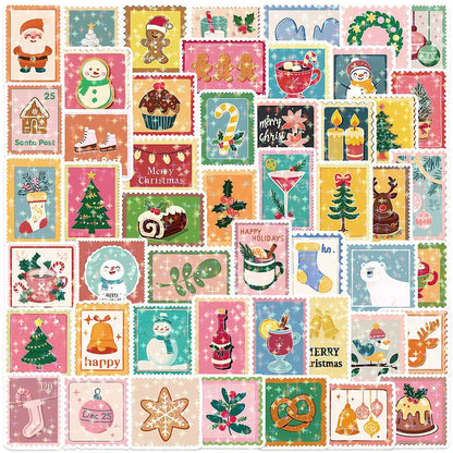 10/30/50pcs Cartoon Christmas Stamp Stickers Cute Santa Claus Snowman Decals Laptop Phone Suitcase Funny Graffiti Decals Decor