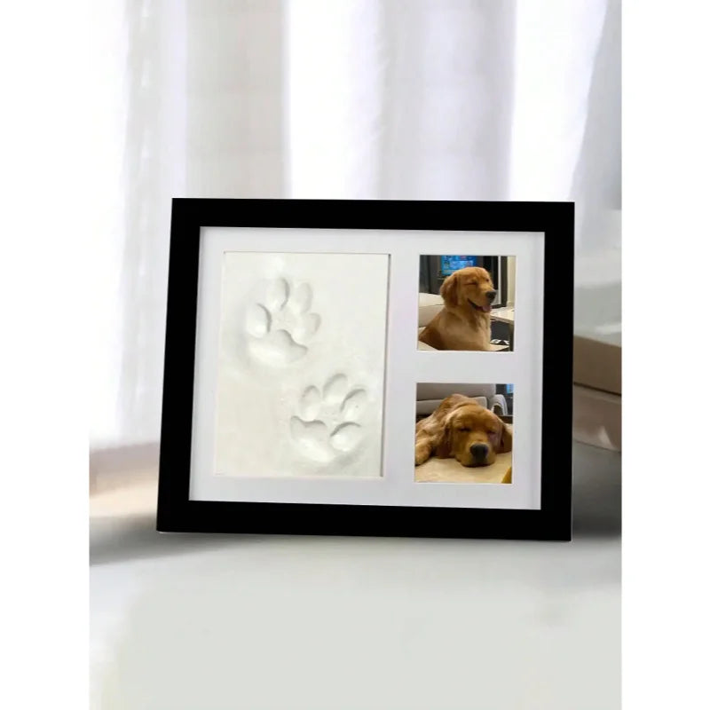 Pet Paw Print Photo Frame Dog Cat Footprints Commemorative Mud Table Photo Frame Baby Hand and Foot Print Photo Frame