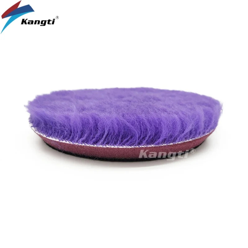 Kangti 5"(125mm)/6"(150mm) High Density Lambs Wool Polishing Pad for Car Waxing Buffing Finishing