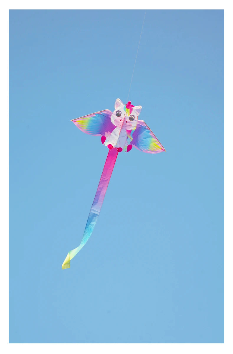 Yongjian Pink Unicorn Kite, a small kite ideal for beginners, easy to fly, comes with a 50-meter kite line