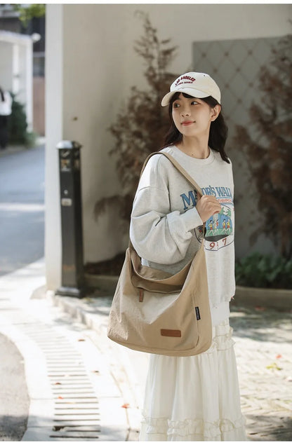 Japanese Women Men Shoulder Crossbody Bag Large Canvas Messenger Bags for Student 2024 Brand Book Bags Female Handbag Satchels