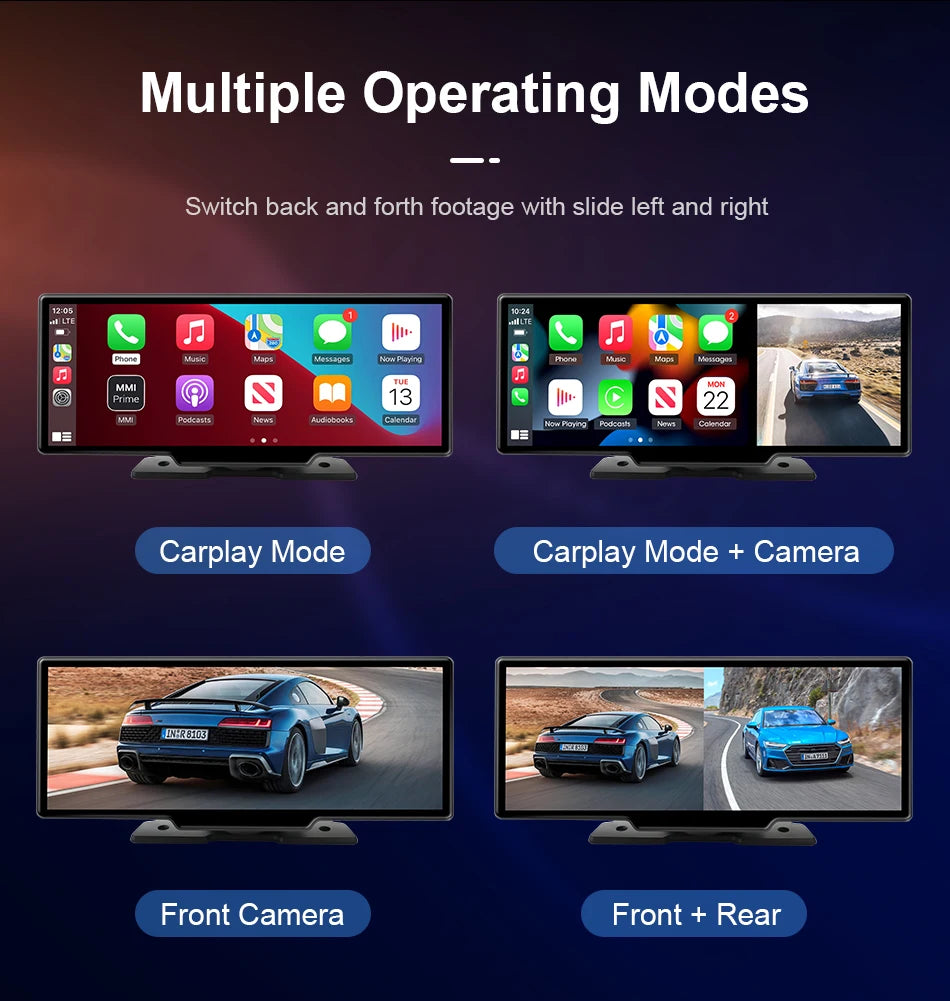 7/10.26" Wireless Carplay Screen for Car,5G Wifi Dash Cam 4K Car DVR,Android Auto Dual Lens GPS Navigation Video Recorder,FM AUX