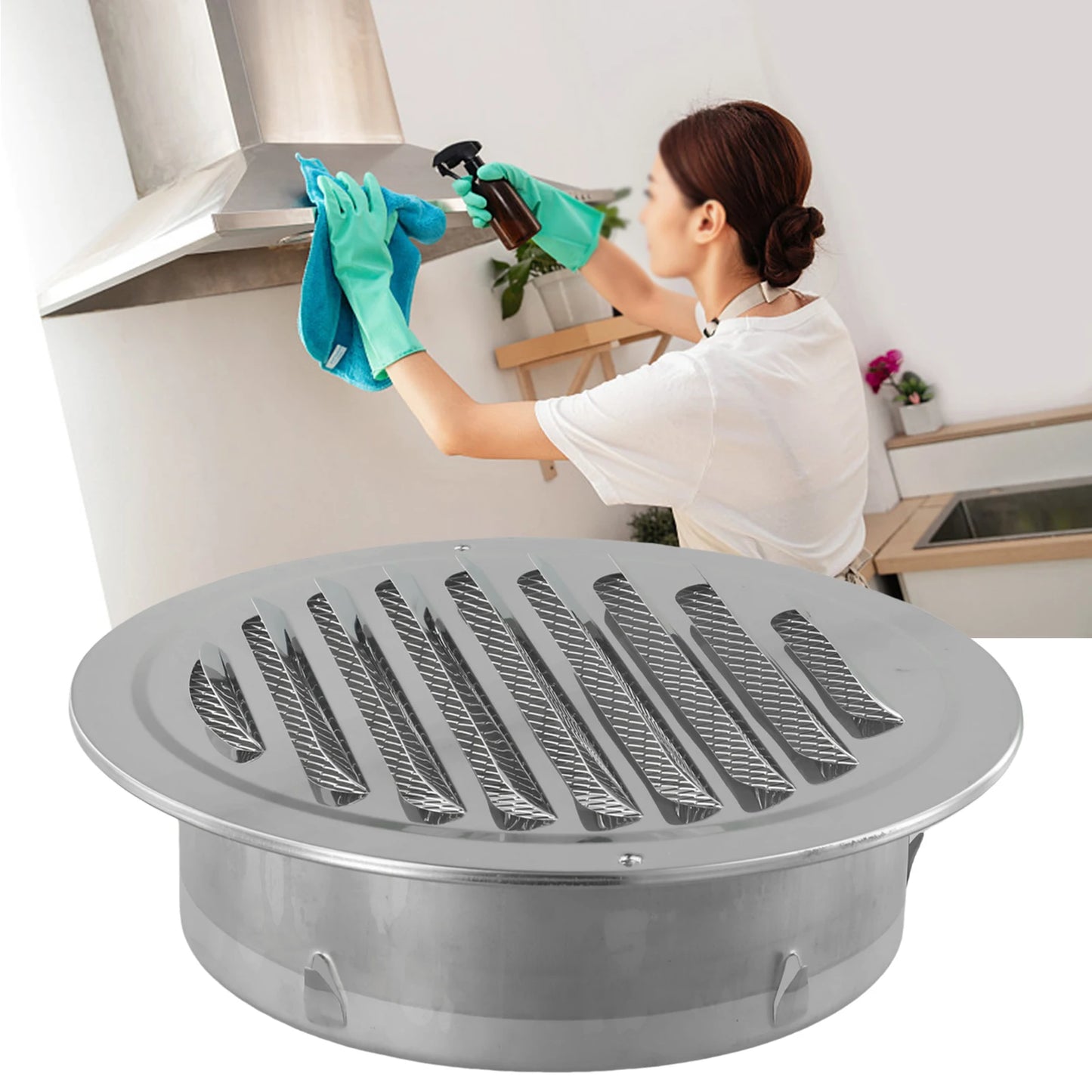70-300mm Round Stainless Steel Vent Grille Exterior Wall Duct Ventilation Tool Hood Exterior Wall Duct Ventilation Tools