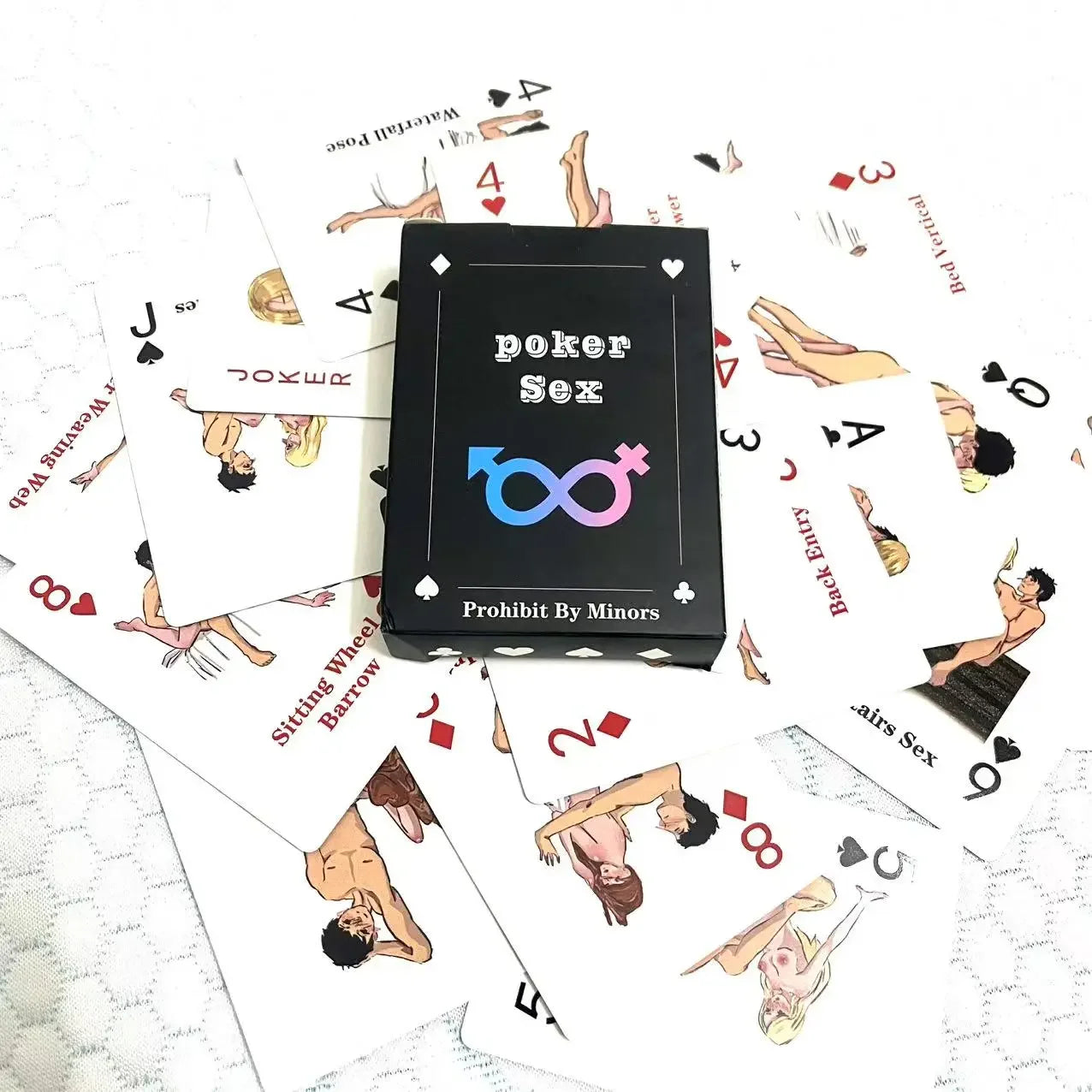 Adult Poker Card Game Set-Bedroom Fun Role Play 54 Cards Hottest Couples Sex Positions Sex Gift for Couples Connection Card Game