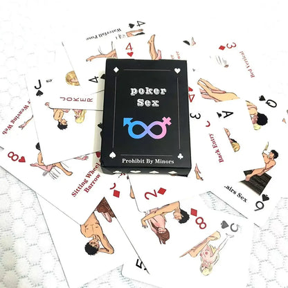 Adult Poker Card Game Set-Bedroom Fun Role Play 54 Cards Hottest Couples Sex Positions Sex Gift for Couples Connection Card Game
