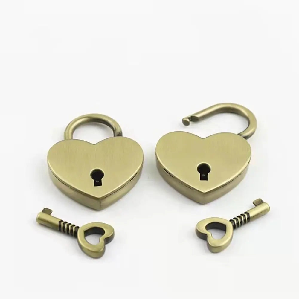 Travel Diary Book Suitcase Jewelry Box Heart Shape Padlock Key Lock Mini Padlocks Antique Style