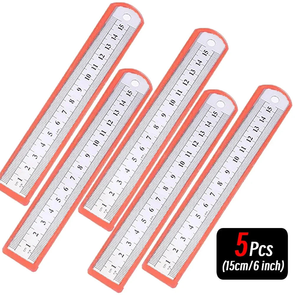 10P 15-30cm Stainless Steel Metal Straight Ruler Precision Double Sided Precision Measuring Tool Scale Metric Ruler Accessories
