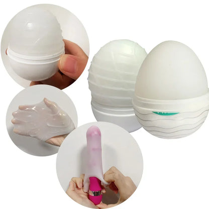 Mini Cup Masturbator Egg Shape Portable Stimulator Penis Massager Soft Rubber Adult Sex Toys for Men Realistic Vagina Pocket