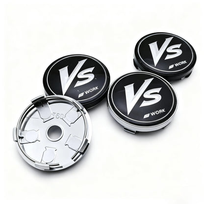 4pcs JDM VS W Work Logo Emblem Badge Car Wheel Center Caps 60MM Clips 56MM Rim Hubcaps Dust Cover Wheels Hub Cap Car Accessories