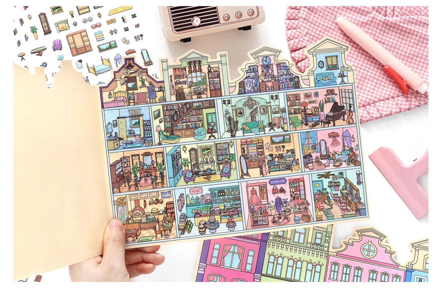 Kawaii College of Fine Arts 3D Candy Apartment Landscape Sticker  DIY Pocket Cabin Scene festival gift