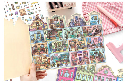 Kawaii College of Fine Arts 3D Candy Apartment Landscape Sticker  DIY Pocket Cabin Scene festival gift