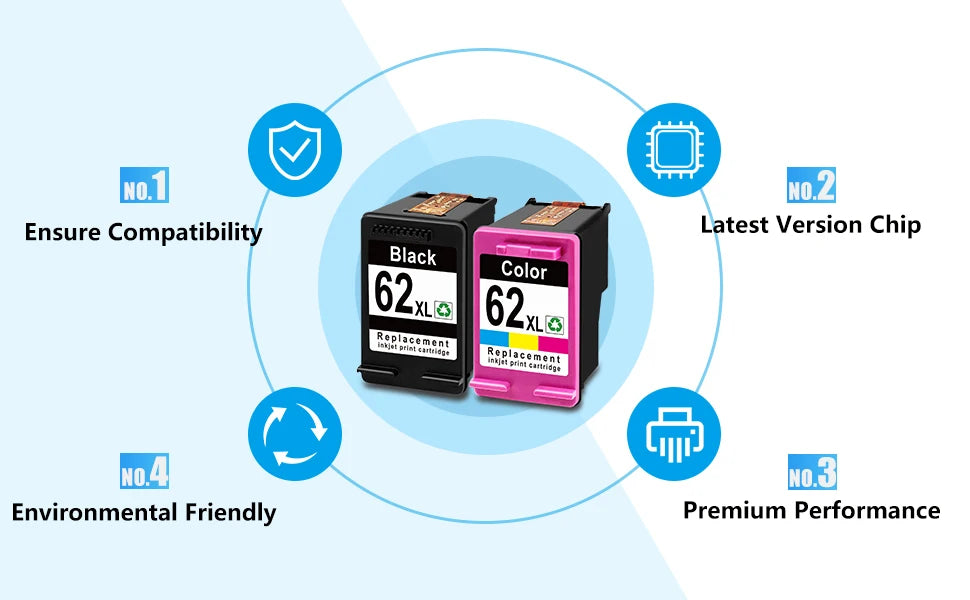 ShinColor for hp 62 xl Ink Cartridge for HP 62XL High Yield for HP Envy 5540 5640 5740 7640 5646 5541 5742 5745 200 printer