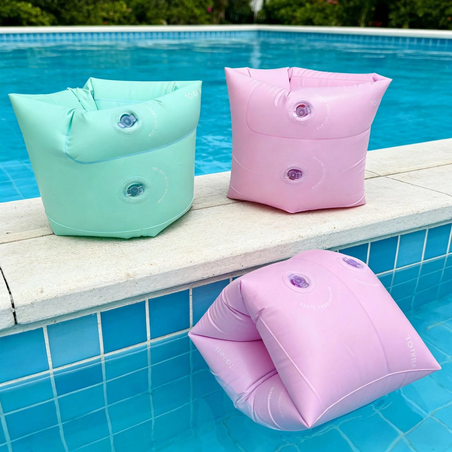2pc New Macaron Color Inflatable Arm Float Bands For All Age Swimming Arm Rings，PVC Water Floating Sleeves, Summer Swimming Trai