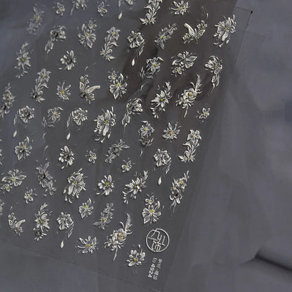 5D Black White Lace Atripe Nail Art Sticker High Quality Pearl Crystal Diamond Sticker Decorative For Nails DIY Manicure Design