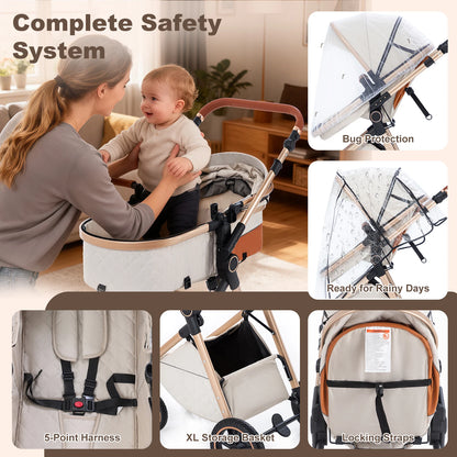 Luxury Baby Stroller 3 in1 Portable Baby Carriage Folding Prams High Landscape Car for Newborn Baby Adjustable Handle travel