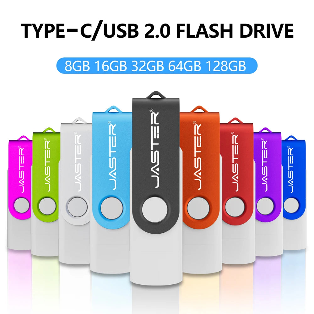 Free Custom Logo TYPE-C USB Flash Drive 128GB USB-C Pen Drive 64GB White Purple Memory Stick 32GB 16GB Pendrive Storage Device