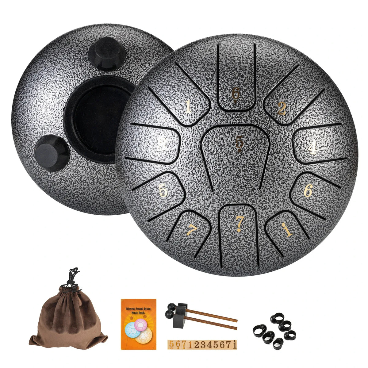 Miwayer 6" Steel Tongue Drum Gift Set | 11-Note Sound Healing Instrument w/Tuning Kit | Yoga/Meditation/Anxiety Relief Tool