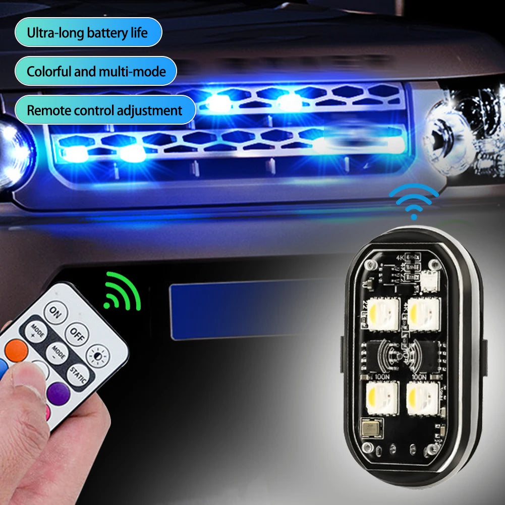 1-8pcs Wireless LED Strobe Lights Car Decor Atmosphere Light 8 Colors Rechargeable Led Lights Anti-Collision LED Warning Light