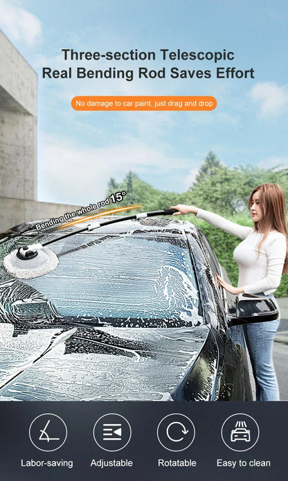 LEIBOO Car Wash Mop Cleaning Brush Telescoping Long Handle Cleaning Mop Retractable Bent Bar Car Wash Brush Auto Accessories Car Cleaning Tools