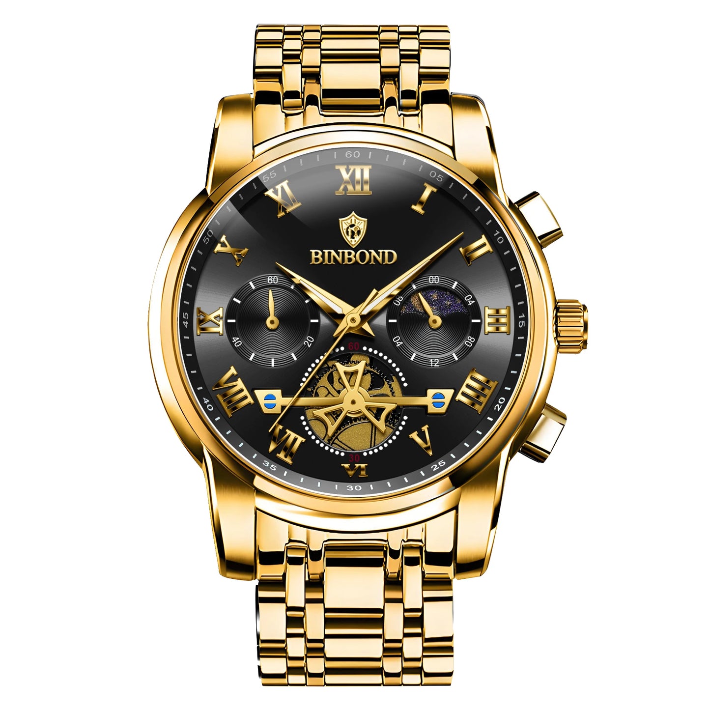 BINBOND Chronograph Men's Watches Accurate Quartz Watch For Men Luxury Luminous Waterproof StopWatch Durable Reloj