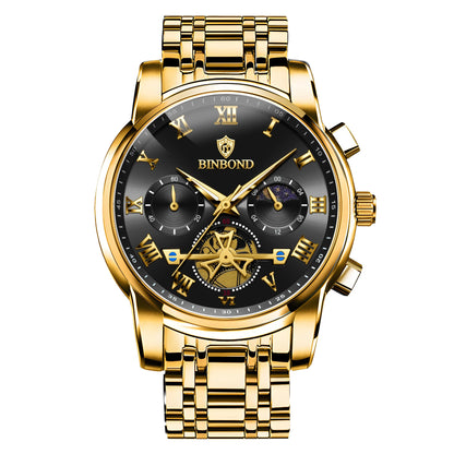 BINBOND Chronograph Men's Watches Accurate Quartz Watch For Men Luxury Luminous Waterproof StopWatch Durable Reloj