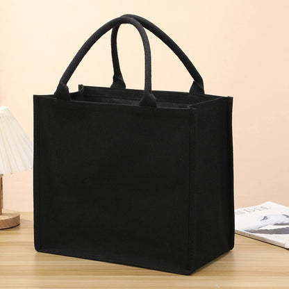 Leisure thickened handheld canvas tote bag black three-dimensional men and women large-capacity simple shopping bag handbags